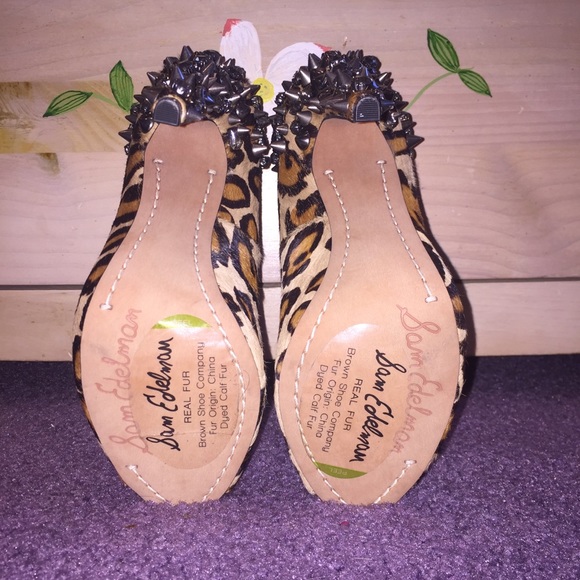 Sam Edelman Lorissa peep toe real fur heel 6 - Picture 5 of 8